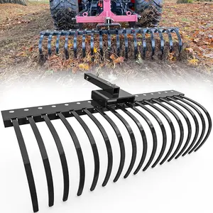 YITAMOTOR 48" / 60" Tow Behind Landscape Rake, 2" Receiver Lown Dethatcher Rack with 17 / 21 Steel Tines for ATV/UTV & 3-Point Hitch Systems Tractor, for Leaves, Debris, Grass, Pine Needles  Garden Manuallawnmower