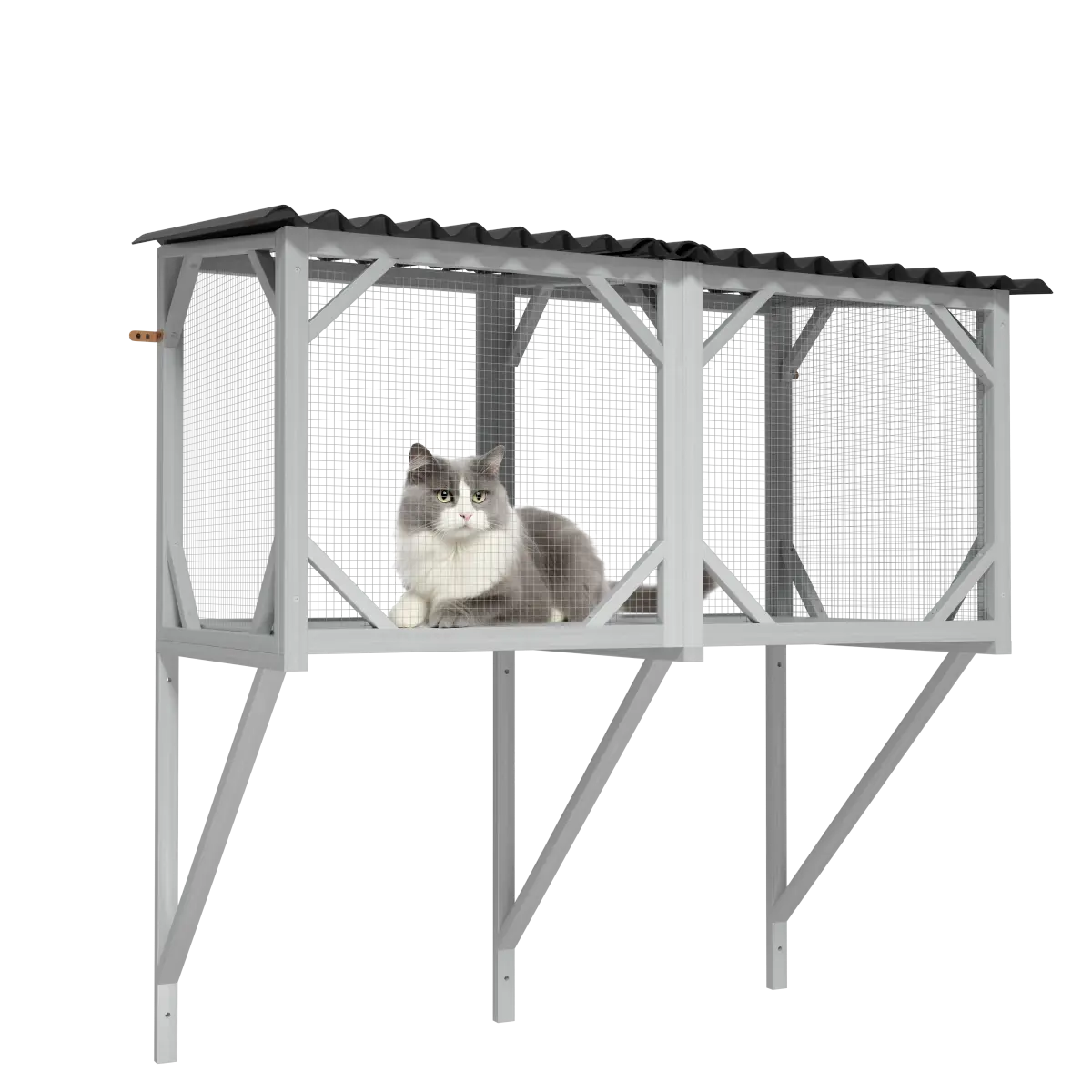 Indoor Cat Window Perch Catio - Solid Fir Wooden Hammock with Mesh Sides, Large Spacious Area Box, Sturdy Structure, Multi-Angle Views, Easy Installation, Sunbathing Use, 55 lbs Capacity, Fits 43.3"x25.2"x47.2" Sliding & Most Windows