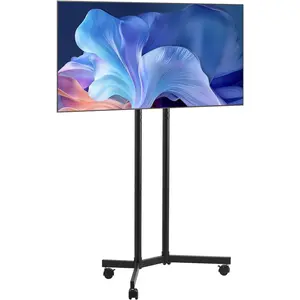 VEVOR Rolling TV Stand, Mobile TV Cart for 32-65 Inch Screens, Height Adjustable, Portable Monitor Stand with Wheels Holds up to 88 lbs for Living Room, Bedroom, Office, Outdoor, Max VESA 400x400mm