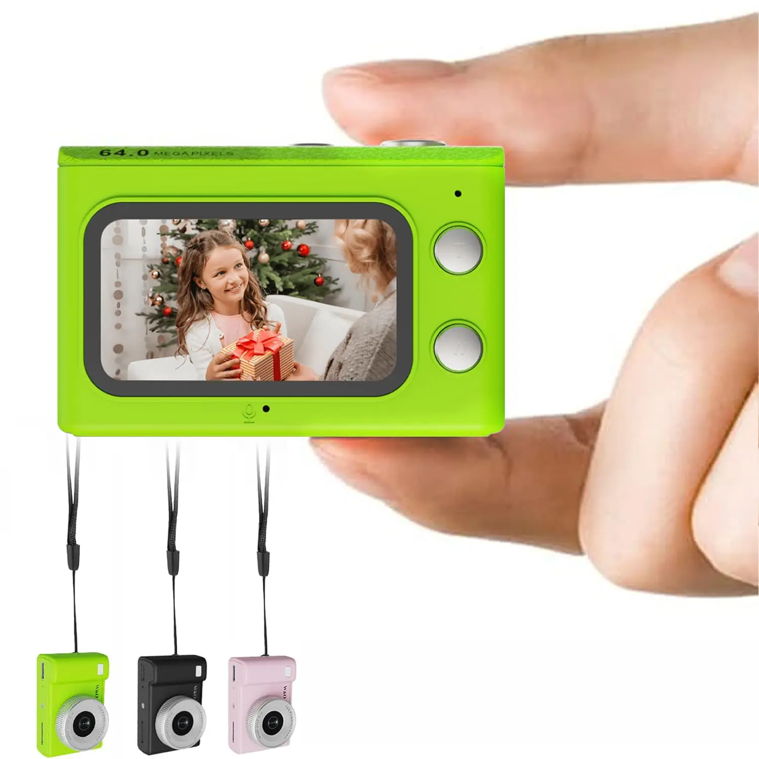 Mini Keychain Digital Camera – Y2K Pocket-Size Camera 2.5K HD with 64MP Lens, Flash & 1.45" Screen, 32G Card & Charging Cable Included, Retro Vlog Camera for Travel, Concerts, Kids & Instant Party, Compact Chargeable