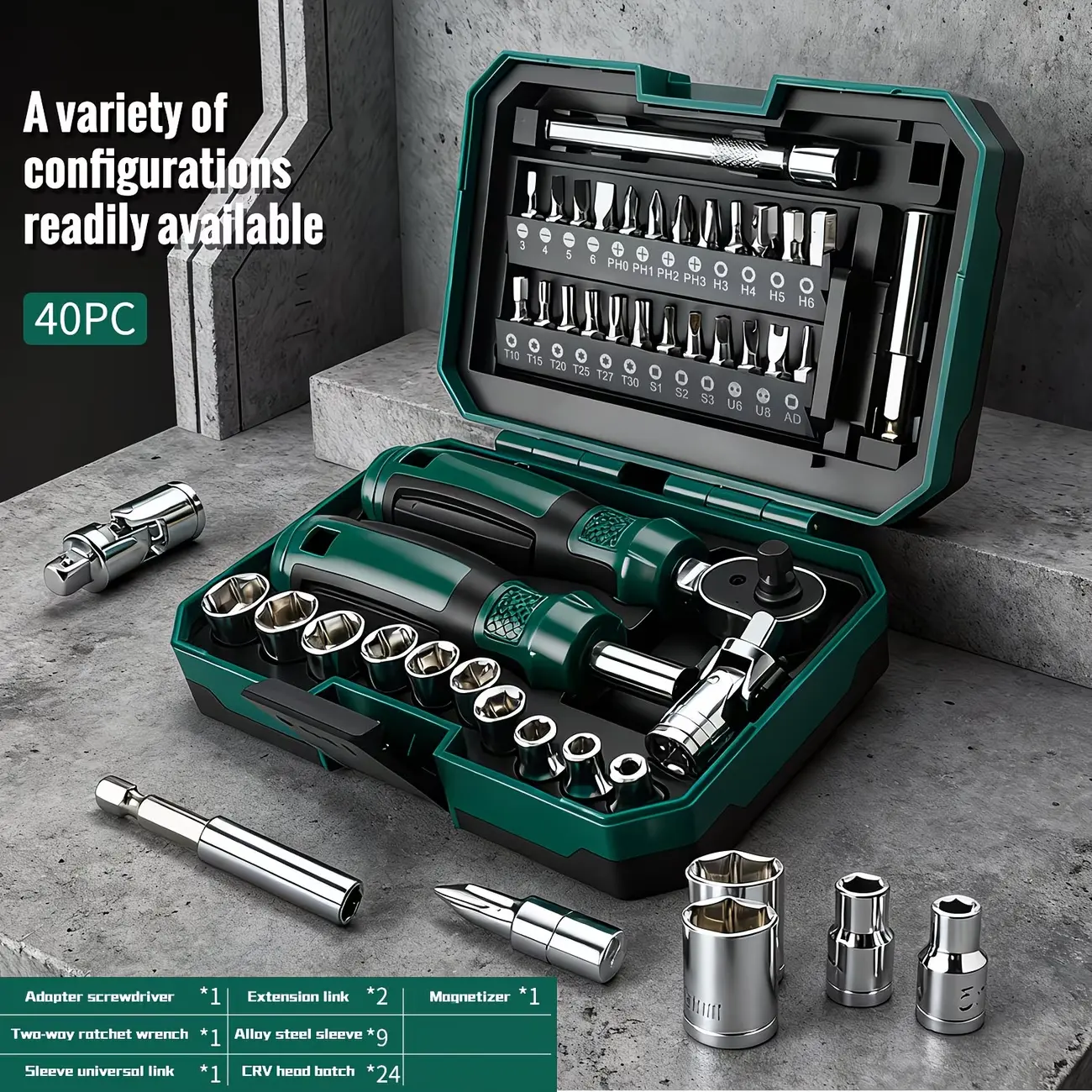 A 40-in-1 Ratchet Torque Wrench And Multi-functional Screwdriver Set, A Professional Maintenance Tool Set, Ratchet Wrench - Multi-functional Bicycle, Including Ratchet Wrench, Socket Head, And Scooter Maintenance Tool Set, A Great Choice For Gifting
