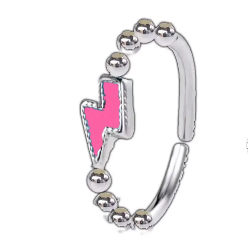Pink Lightning Bolt Ear/Nose/Lip Piercing 20 Gauge