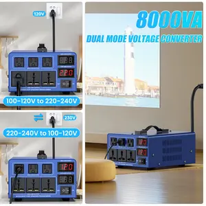 8000W (peak) transformer step-up/step-down 110V/220V heavy-duty voltage 2026 new converter USB transformer power converter circuit breaker, multi-functional application,LCD Display,  Resettable Circuit Breaker Protection Lights Light Bulbs