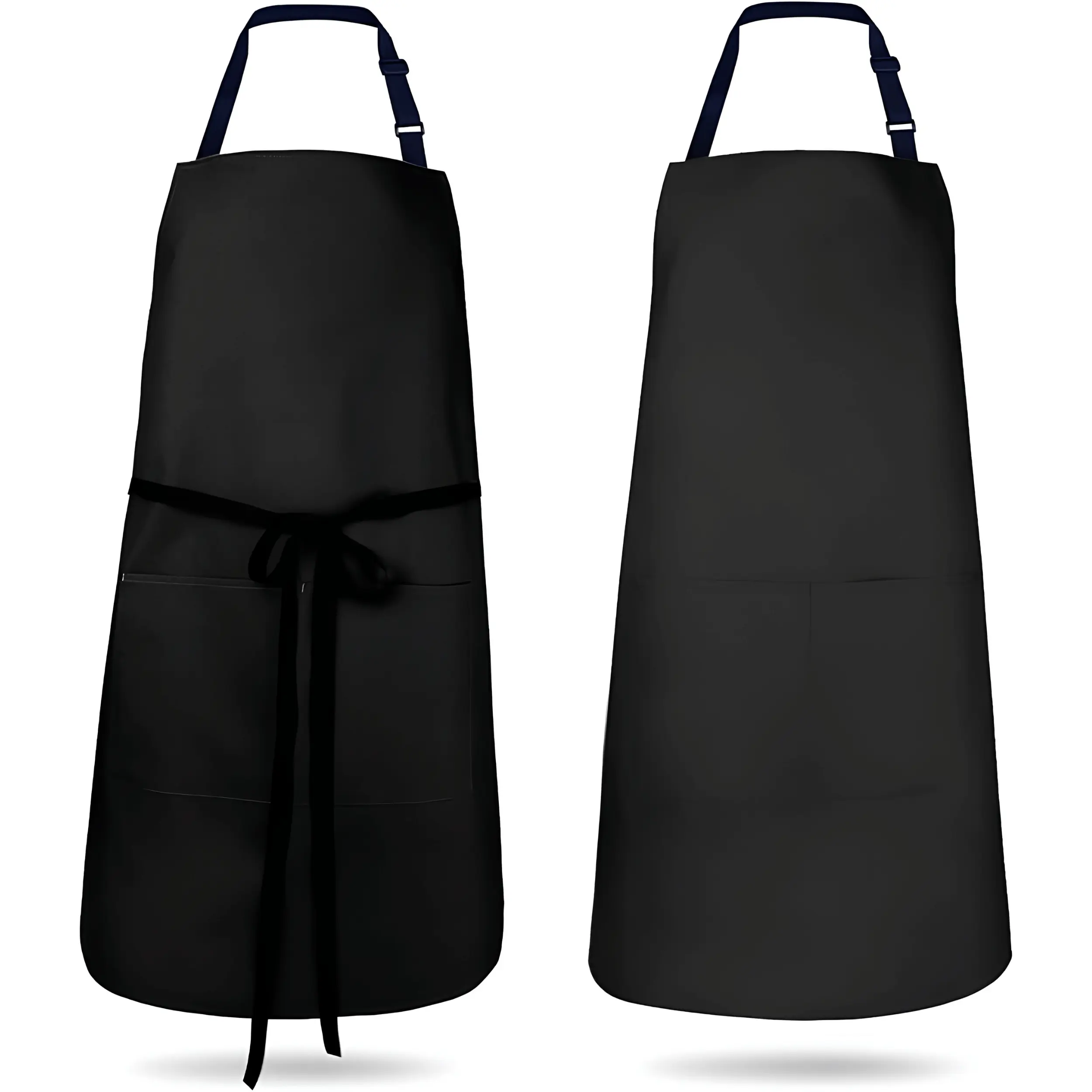 2 Pack Kitchen Aprons Waterproof Oil Resistant Chef Aprons with 2 Front Pockets & Adjustable Neck Strap, Cooking Aprons for Women & Men, Baking, BBQ, Grilling, Restaurant, Café & Home Kitchen