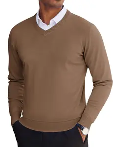 COOFANDY Men's V Neck Pullover Sweater Slim Fit Casual Dress Sweater Lightweight Knitted Sweaters