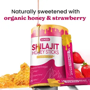 Shilajit Shatavari Saffron Feminine Honey Sticks | Hormonal Balance & Energy  | Strawberry Flavor| Multi-Mineral Dietary Supplement