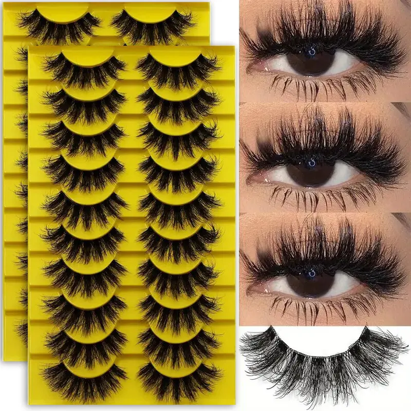 Russian-style 3D Curled Fluffy False Eyelashes 8-15mm D Curl Self-adhesive Reusable Messy Odorless Lightweight Easy Apply Comfortable Cruelty-Free Versatile for Any Occasion Makeup Cosmetic Winter Combination