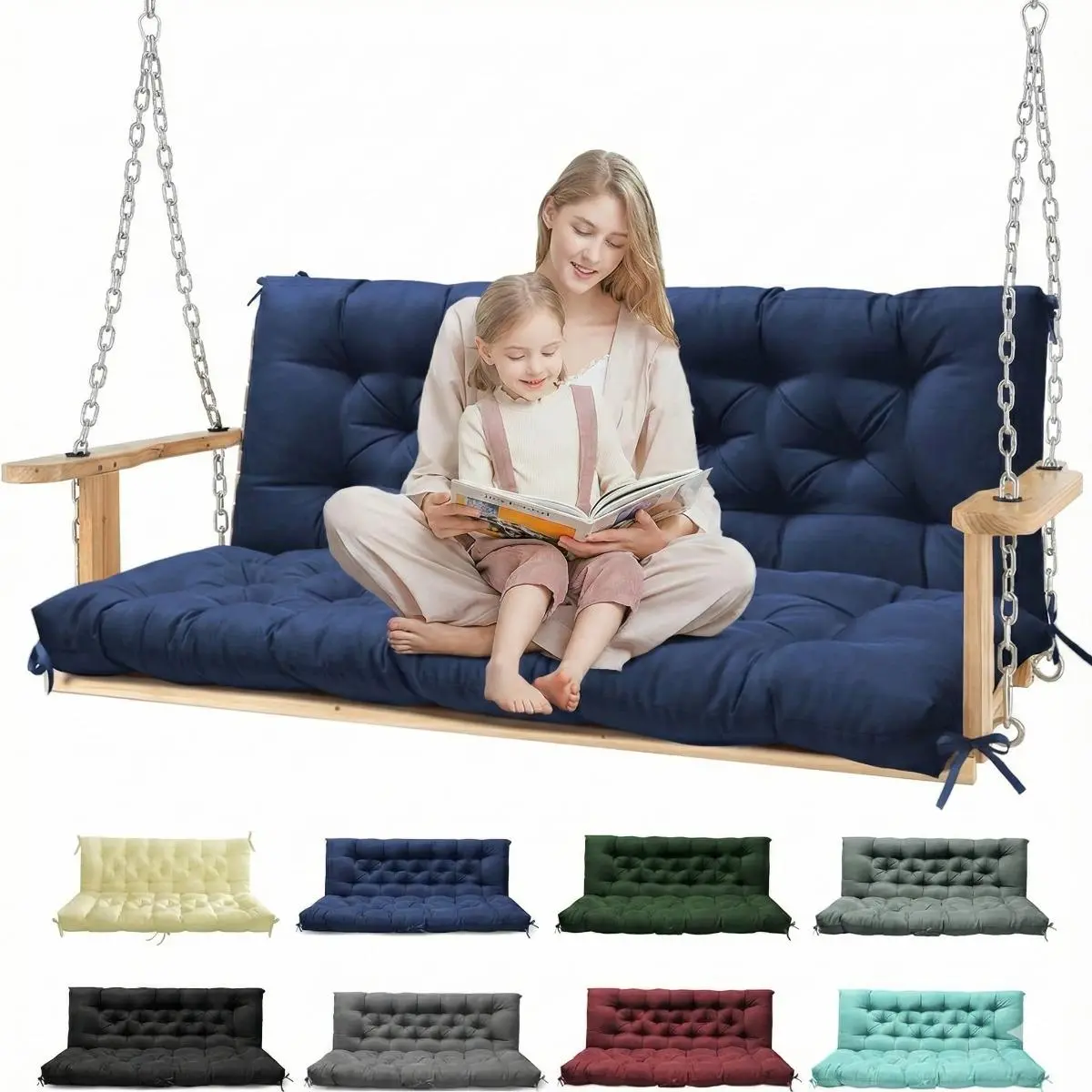 Ultra-Comfortable Waterproof Bench Cushion 60x40x4 inch for Outdoor Porch & Patio 2-3 Seater Replacement Tufted Design Non-Slip Secured Soft Support