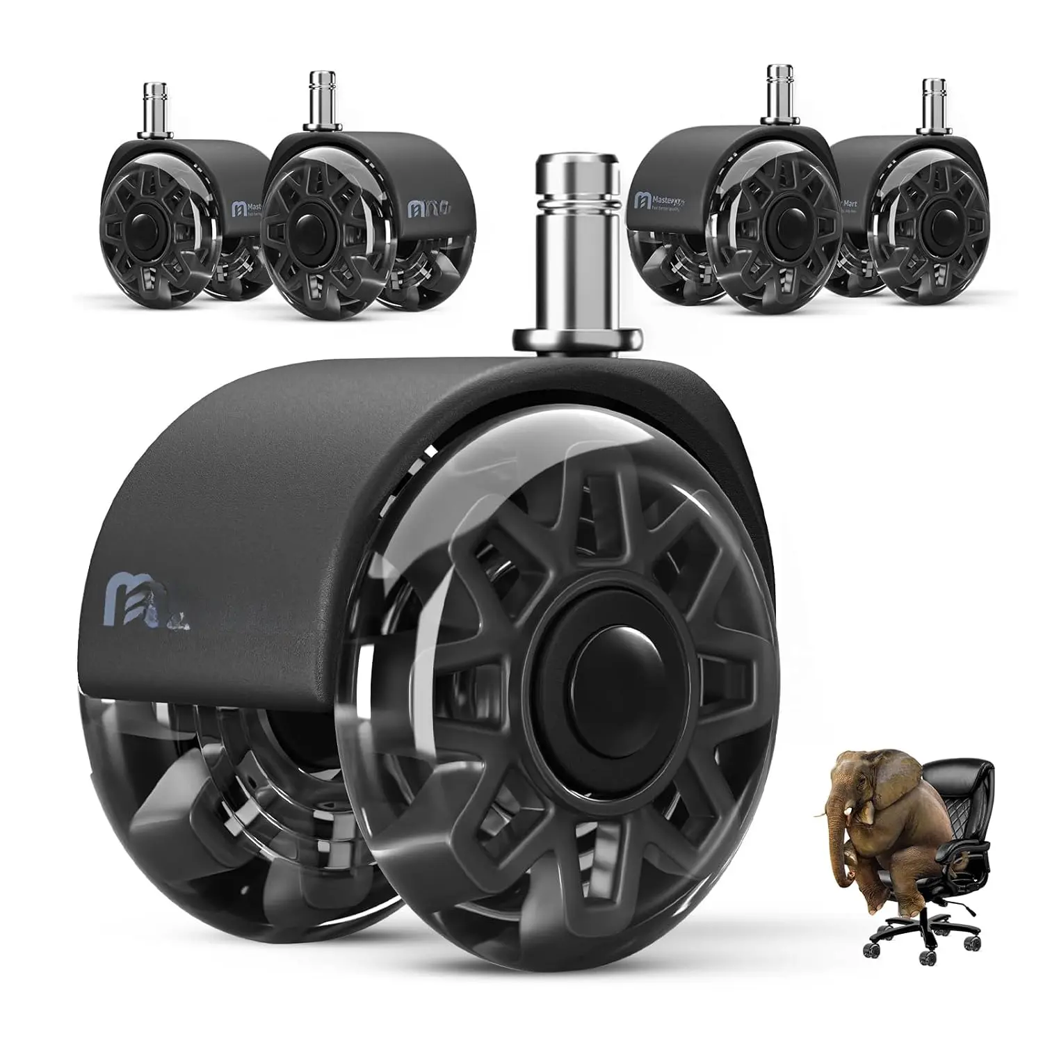 Office Chair Wheels Replacement, 2.5 Inch Heavy Duty Caster Set, for Carpet and Hardwood Floors, Universal Size 11x22mm, Fits 99%, Black