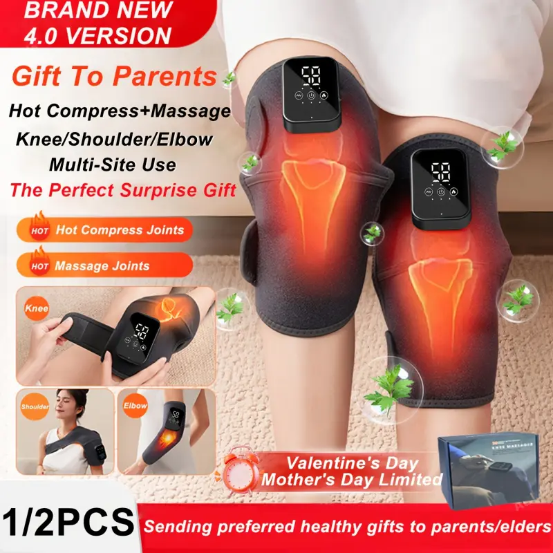 PC heat protection knee pad, heat-fusion heating knee joint massager, Multisite Use three-in-one heating and massaging knee, shoulder and elbow protector, vibrating knee joint heating pad, 3 massage levels and 3 temperature adjustable levels