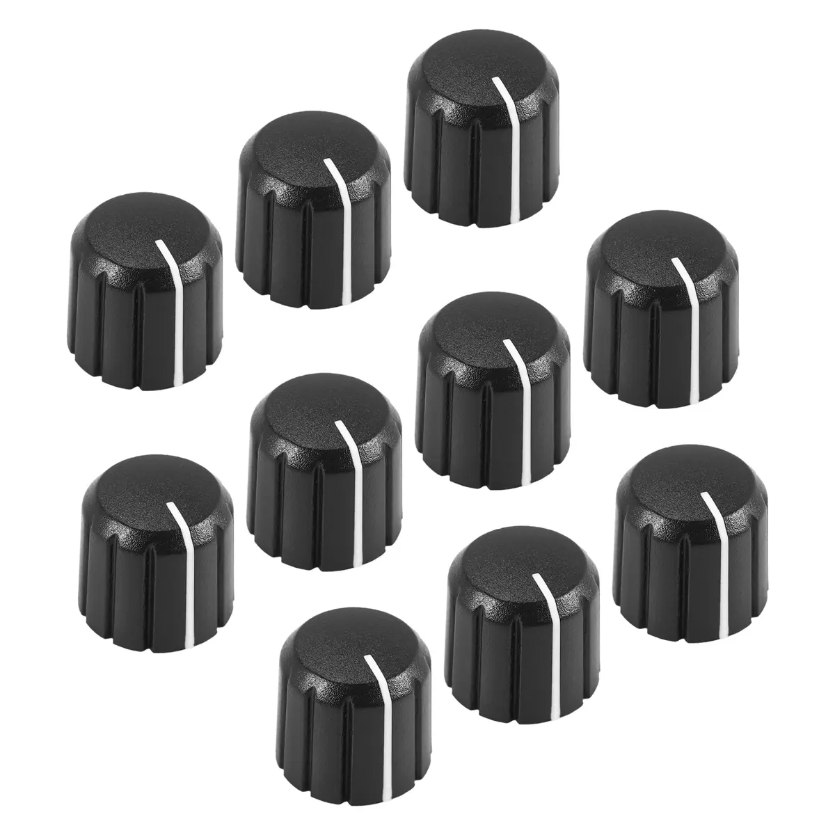 10Pcs Plastic 360-Degree Potentiometer Rotary Knobs Set - Encoder Code Switch Knobs, Black + White D-Type 6mm, Electric Guitar & Bass Volume/Tone Adjustment Accessories