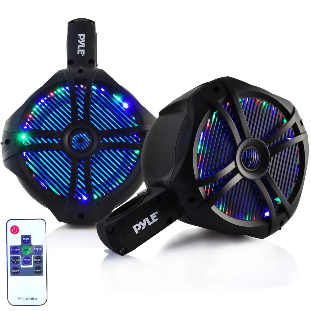 6.5" Water-Resistant Marine Audio Speakers | 2-Way Stereo Sound System with LED Lights & Remote Control - Roll-Cage Mount Tower Speakers for Outdoor Boat & ATV Use