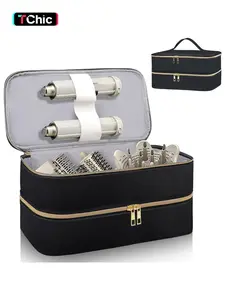 Travel Carrying Case for Shark Flex Style, Double Layer Storage Case for Shark SpeedStyle Hair Dryer Attachments, Waterproof PU Leather Organizer Bag for Shark Flexstyle Airwrap Styler