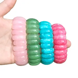Gorgeous Chalcedony Crystal Stretchy Bracelets in Pink Green Blue and Red Colors for Stylish Accessory