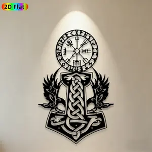 1pc Viking Vegvisir Metal Wall Art, Intricate Vegvisir Statue Mural, Ideal Gift for New Year, Christmas, Norse Mythology Enthusiasts, Weather-Resistant Metal Wall Decor Wall Sculptures, Perfect for Outdoor Fence & Indoor Wall Enthusiasts