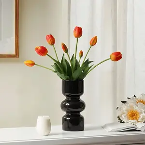 Vintage French Style Glass Vase.Small Decorations for the Living Room Table.Stylish and Beautiful Translucent Black Flower Vase for Flower Arrangements and Hydroponic Flowers.Gives a Feeling of Luxury and Elegance.
