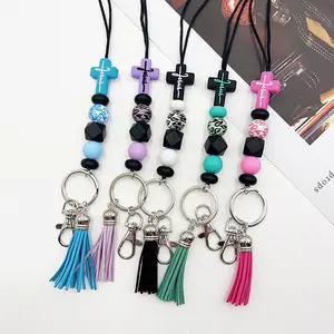 Silicone Cross Keychain Lanyard for ID Badges Keys, Cute Breakaway Neck Lanyards for Women Teacher Girl,Boy