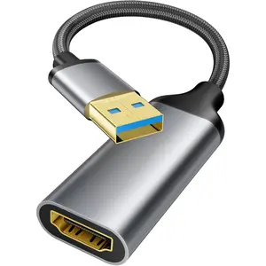 USB to HDMI Adapter, 1080P@60Hz USB 3.0 Male to HDMI Female Multi-Display  Converter Suitable for Macos Windows 7/8/10/11 - Driver Installation is Required