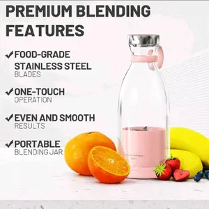 Portable Blender,Fashion Portable Blender For Shakes And Smoothies 11.8 Oz, USB Fast Charging Mini Mixer Bottle,Take It For Traveling, Outdoor, Gym, Office, Cars, Gift
