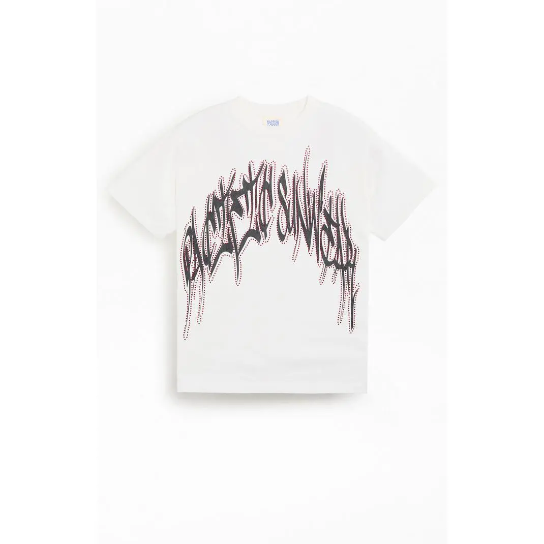 Pacsun Men's White Handstyles Rhinestone T-Shirt - Multicolor