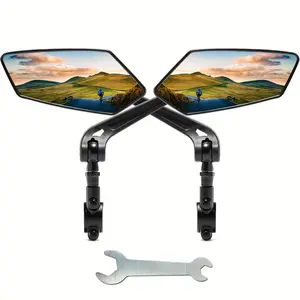 Bike Handlebar Rearview Mirror, 2 Counts/set 360° Rotatable Wide Angle Rear View Mirror, Universal Fit for Bicycle, E-bike, Scooter, and Snowbike, Outdoor Cycling Accessories
