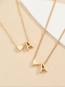 Elegant A-Z Heart Pendant Necklace Initial, Simple Design, Perfect Gift for Valentine's Day, Mother's Day, Dates, Parties, Events, Holidays, Heart Letters Necklace, Alphabet Detail Pendant