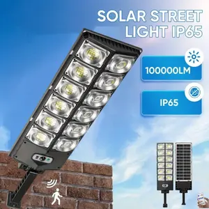 1600W Solar Street Lights Outdoor Waterproof, 6500K 80000LM Solar Powered Street Lights with Remote Control, Dusk to Dawn Solar Flood Light Motion Sensor Solar Parking Lot Lights for Yard, Deck, Garden