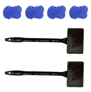 ZARIMI Car Windshield Cleaner with 2 Washable Microfiber Pads Fixed Handle Auto Glass Wiper Ergonomic Design for Blind Spots Interior/Exterior Reusable Cleaning Tool