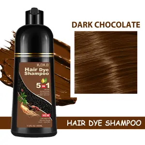 Natural Dark Chocolate Brown 5-IN-1  Hair Dye Shampoo, Instant Hair Color Shampoo for Men Women, Brown Hair Dye Colors in Minutes for All Hair Types 16.9 Fl Oz (Dark Chocolate)
