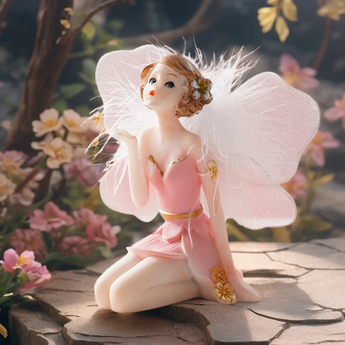 Resin Fairy Figurine with Dress, Adjustable Wings, Indoor Decoration, Cute Home Decor, Perfect Gift Idea, Resin Figurine Statue, Decorative Home Ornament, Resin Figure, Decor Figurine Ornaments