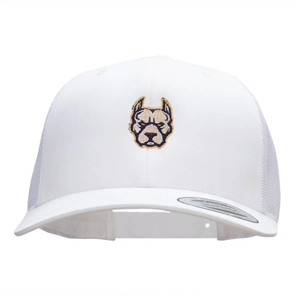 Pitbull Portrait Embroidered Retro Trucker Cap