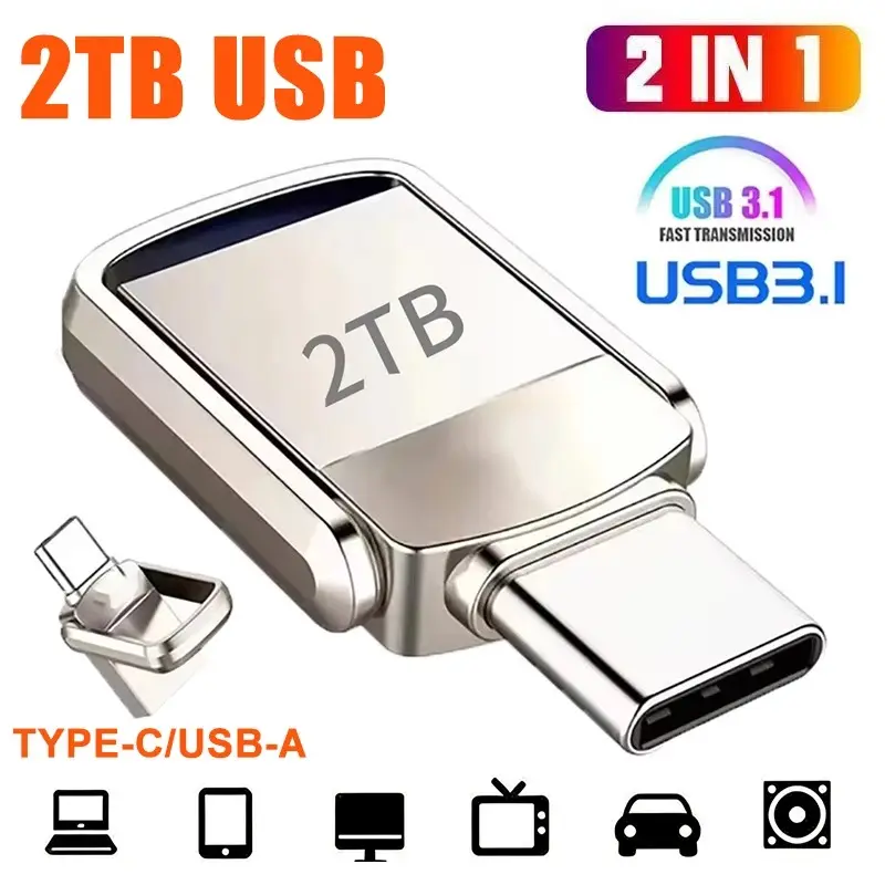 2TB 3.2 Type C PenDrive Memory Stick 256GB 1TB 2TB Pen Drive Flash Disk for PC Smartphone Storage U Disk