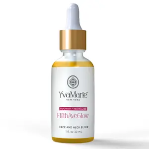 FifthAveGlow - Face and Neck Elixir   Organic Skincare Argan Lightweight Nourishing Oil Restore Rice Serums