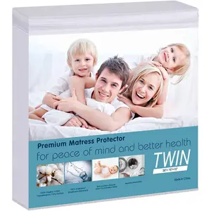 Waterproof Mattress Protector Twin Size, Terry Cotton Fitted Sheet Style with Deep Pocket 18" – Breathable TPU Cooling Cover, 39"x75"