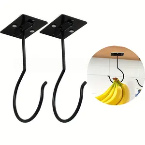 Self-Adhesive Cabinet Bottom Grape Hooks, Sticky Banana Hooks, Magnetic Storage Cup Hook, Foldable Clothes Hook, Set of 2, Home Organizer Hook