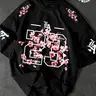 Unisex 100% Cotton Oversized T-Shirt, Los Angeles 23 Gothic Cherry Blossom Print, Y2K Streetwear Top