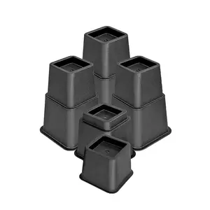FixtureDisplays® 8 pcs Adjustable Bed Furniture Risers, Elevation in Heights 3, 5 or 8 Inch, Heavy Duty Risers for Sofa and Table, 1000 lbs capacity Black 15801-NF