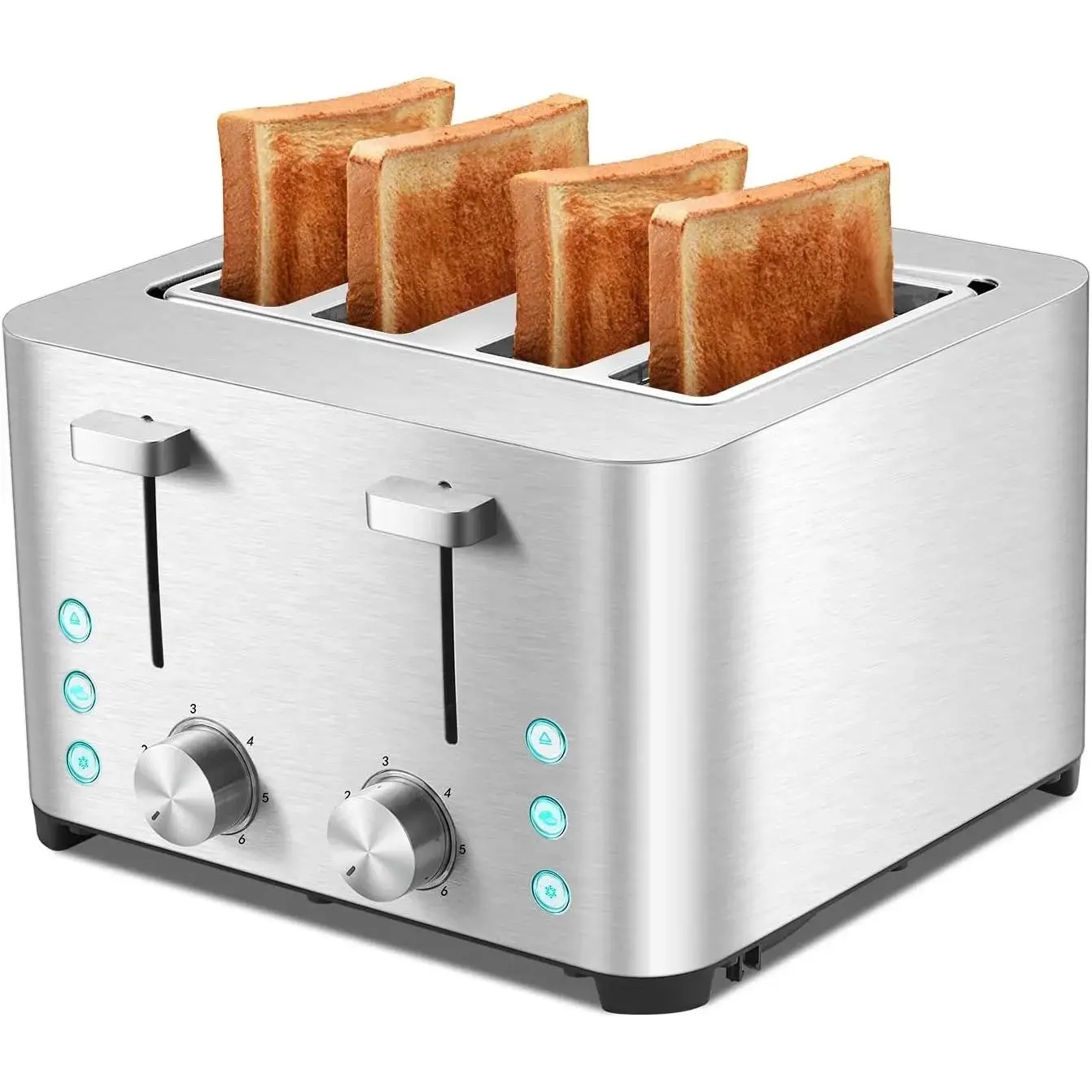Stainless Steel 4-Slice Kitchen Countertop Toaster, 1.5 in Extra Wide Slots with Auto-Centering Guides, 6 Bread Shade Settings, Bagel Function, Defrost/Cancel Functions, Auto-Jam & Anti-Leakage Protection, Easy-Remove Crumb Tray, 120V/1500W