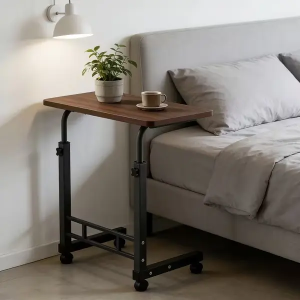 4-wheel dark walnut table