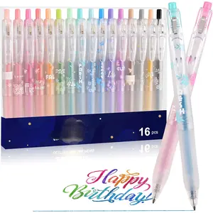 Glitter Gel Pens,Gel Ink Pens,Color Gels Pen Fine Point,16 Pieces Retractable Rolling Ball Pens Quick-Drying Ink 0.5 MM Gels Pens for Colouring Books Doodling Drawing
