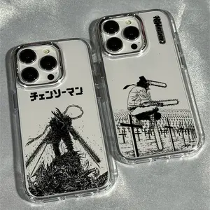 Chainsaw Man Manga Character Phone Case Clear Electroplated Shockproof Protective Cover For iPhone 17 16 15 14 13 12 11 Pro Max Plus