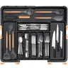 【SUHOPE】Summer Super Deal Silverware Organizer Expandable Kitchen Utensil Drawer Organizer with 9 Compartment Large Cutlery Organizer Tray for Forks Knives 13" - 22"W ,14.5" - 19"L