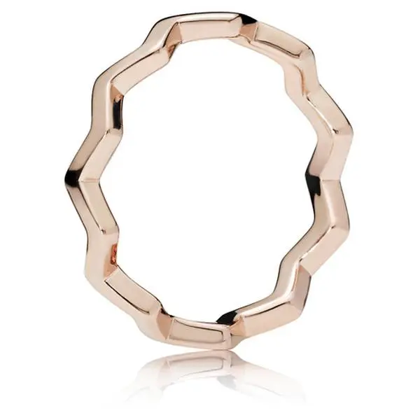 PANDORA Zigzag Ring in PANDORA Rose, Modern Geometric Stacking Band for Unisex Wear, Style 187752, No, Zigzag Shape