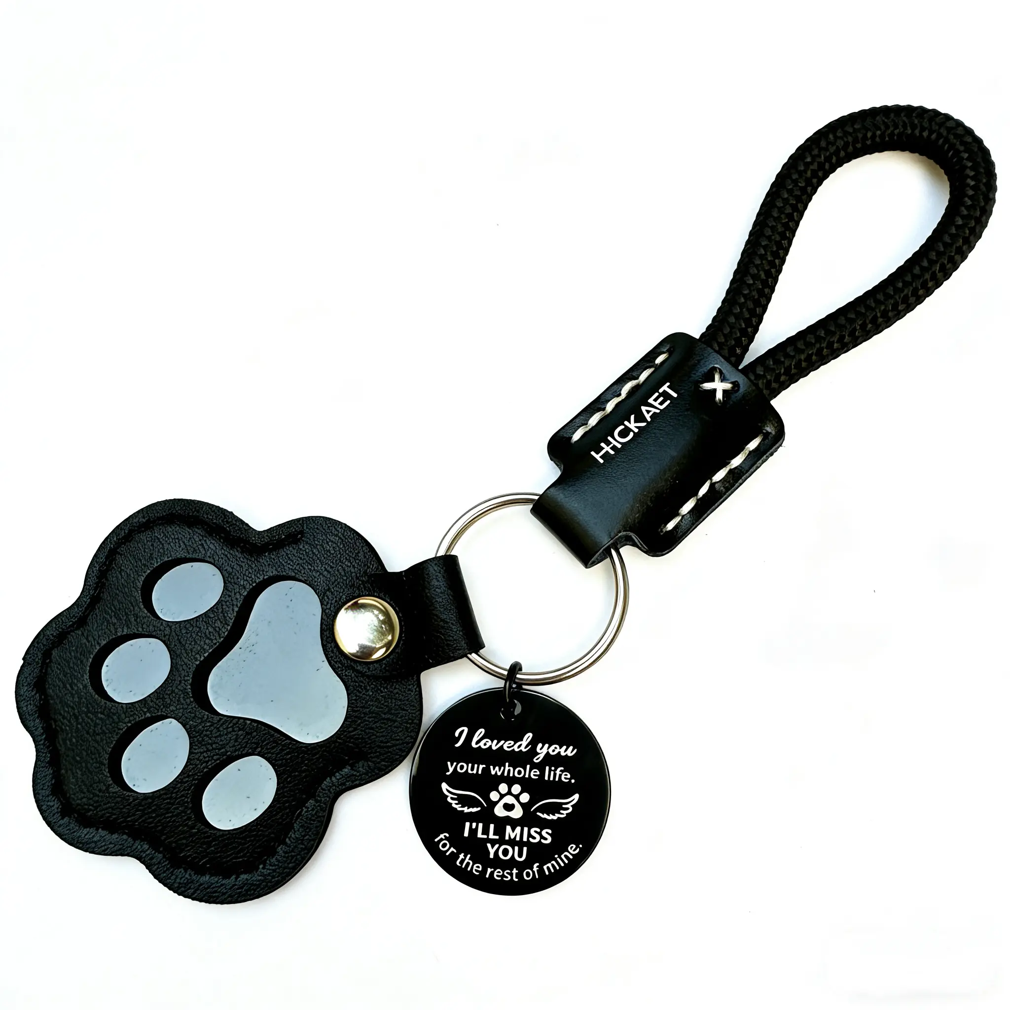 HOLDNEAR 2026 Stainless Steel Paw Shape Pet Fur Holder Keychain - Commemorative Collectible Keepsake, Hair Storage Charm, Sympathy Memorial Gift for Grieving Owners, Keychain Accessories