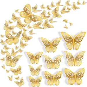 Butterfly Shaped Wall Decoration, 36pcs/set 3D Butterfly Wall Sticker, Wall Decoration for Home Living Room Bedroom