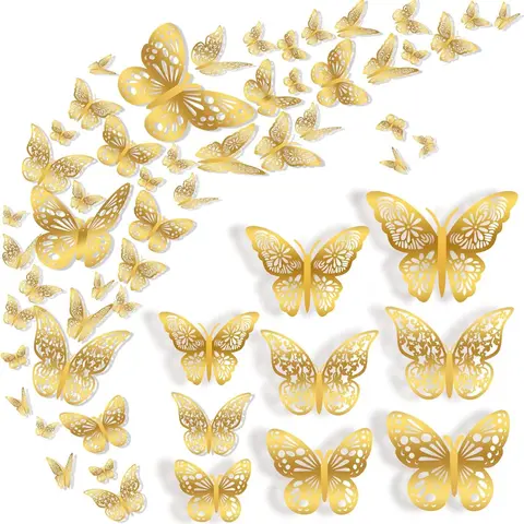 Butterfly Shaped Wall Decoration, 36pcs/set 3D Butterfly Decorative Wall Sticker, Wall Decoration for Home Living Room Bedroom
