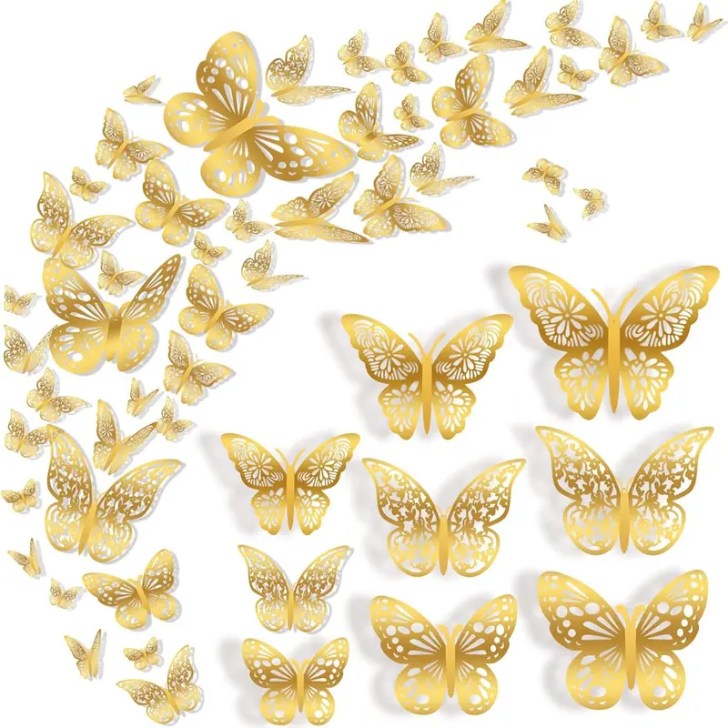 Butterfly Shaped Wall Decoration, 36pcs/set 3D Butterfly Decorative Wall Sticker, Wall Decoration for Home Living Room Bedroom