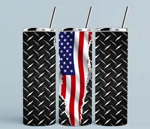 Flag + metal grate | 20oz Skinny sublimation tumbler transfer print out (TRANSFER ONLY, NOT A FINISHED TUMBLER) Drinkware