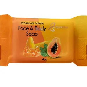 Byenblan Papaya Face & Body Soap 4oz - Natural Papaya Extract for Gentle Cleansing and Hydration Skin Repair Cleanser Daily Aroma Scented Scent