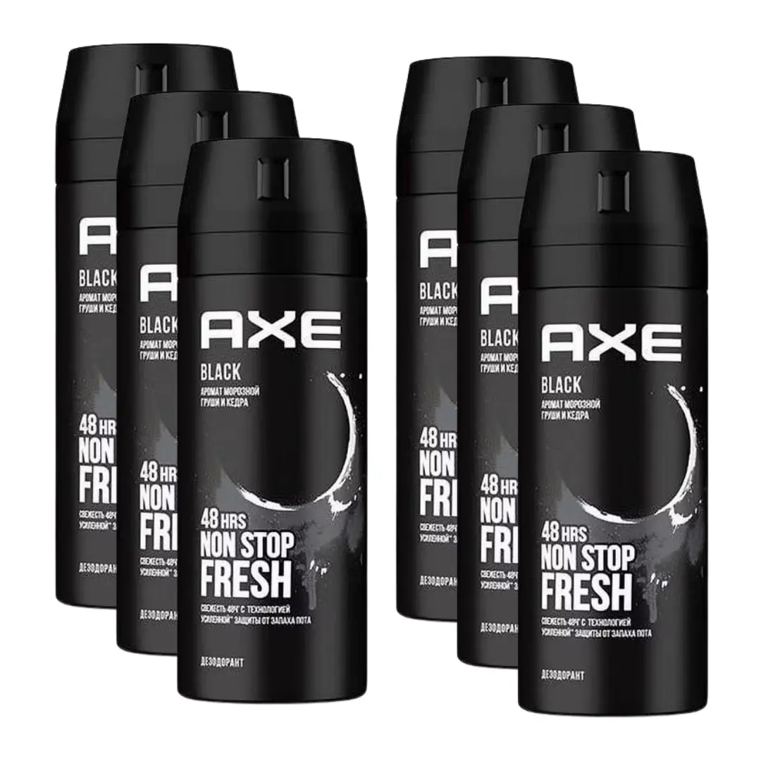 Black - AXE Body Spray for Men 150 ml Deodorant – Pack of 6